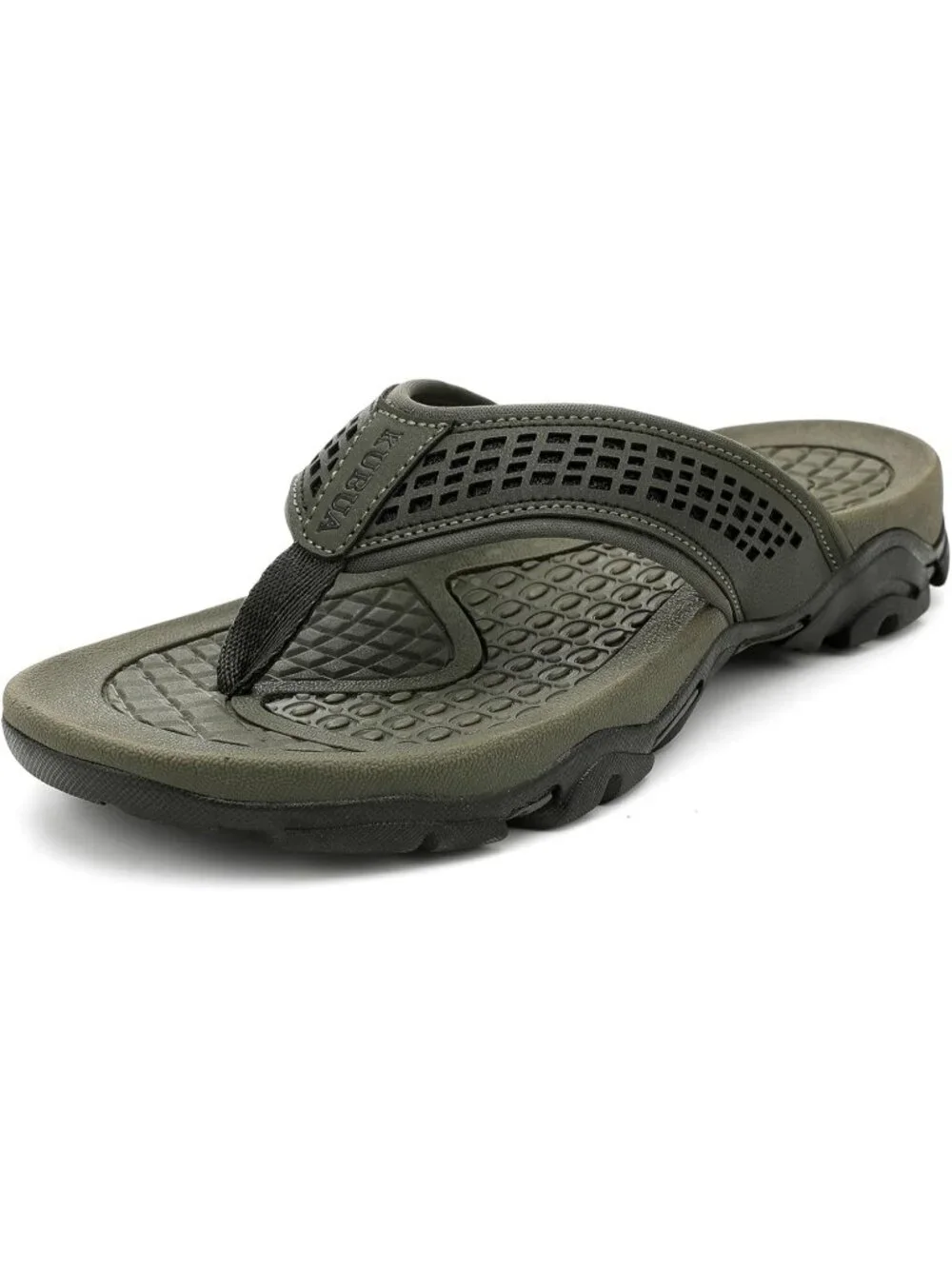Men's Dark Green Beach Flip-Flops Water Sandals Outdoor Athletic Thong